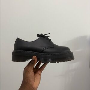VEGAN LEATHER Black Platform Lace-Up Shoes